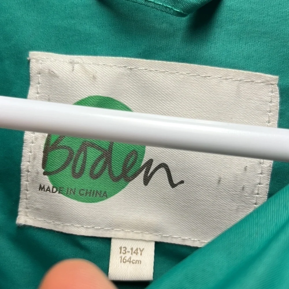 Boden Kids hooded Jacket size 13-14y green and blue